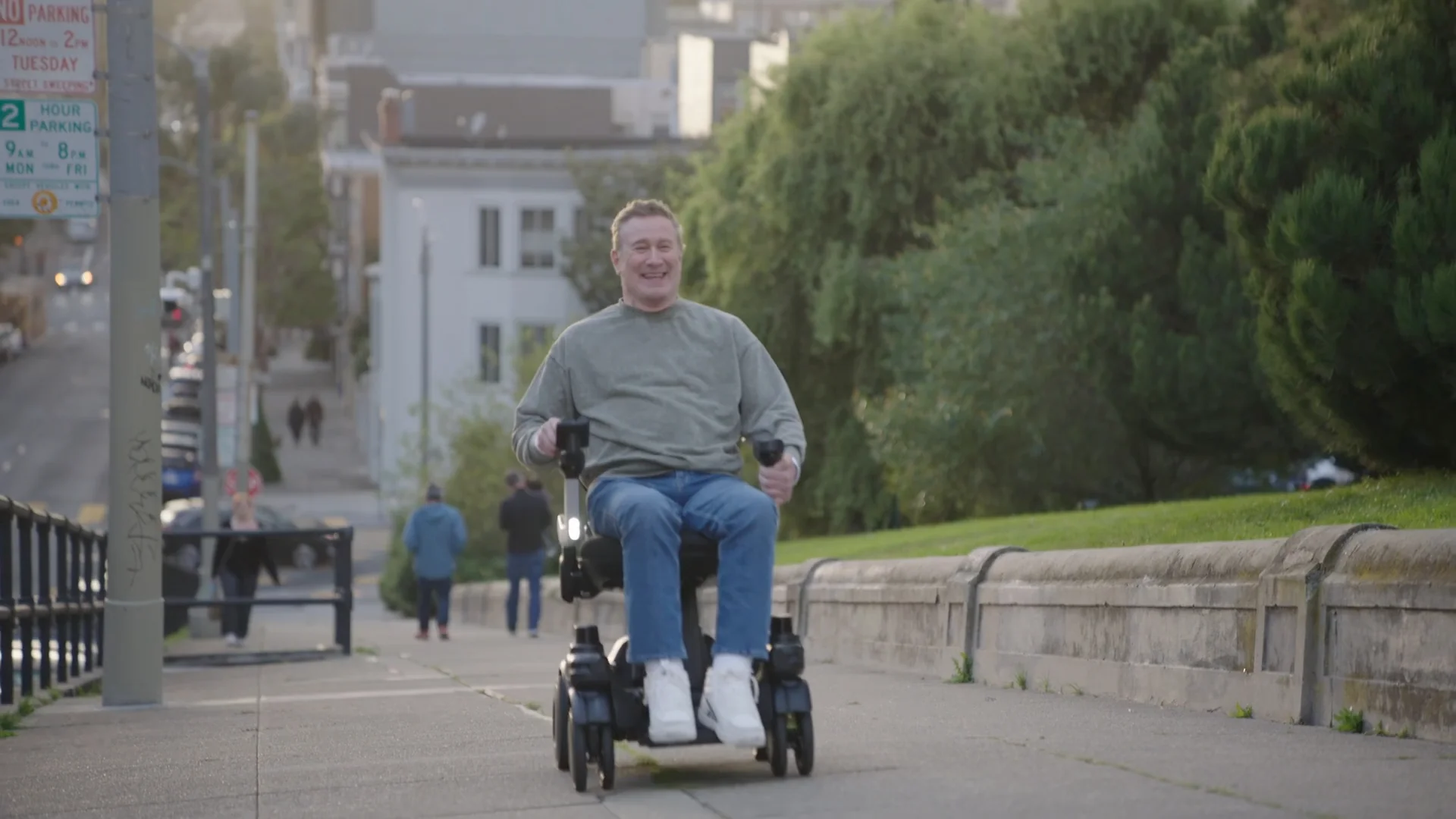 Joe climbs onto a 13° slope in San Francisco